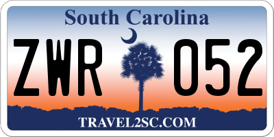 SC license plate ZWR052