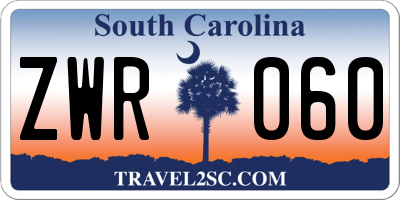 SC license plate ZWR060