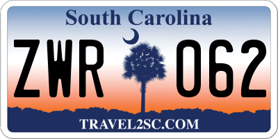 SC license plate ZWR062