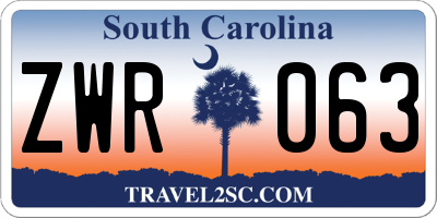 SC license plate ZWR063