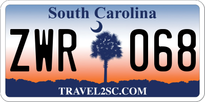SC license plate ZWR068