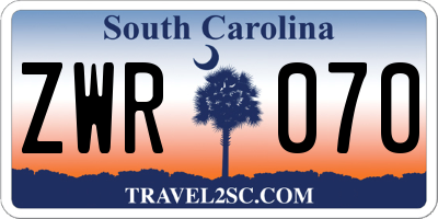 SC license plate ZWR070
