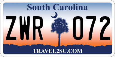 SC license plate ZWR072