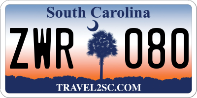 SC license plate ZWR080