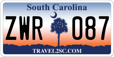 SC license plate ZWR087