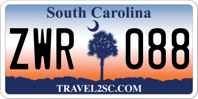 SC license plate ZWR088