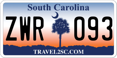 SC license plate ZWR093