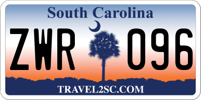 SC license plate ZWR096