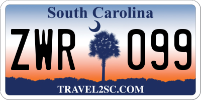 SC license plate ZWR099