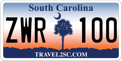 SC license plate ZWR100