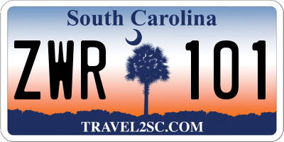 SC license plate ZWR101