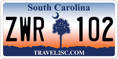 SC license plate ZWR102
