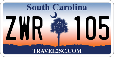SC license plate ZWR105
