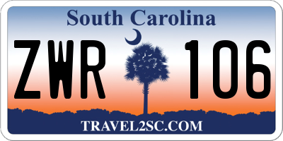 SC license plate ZWR106