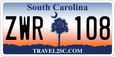 SC license plate ZWR108