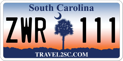 SC license plate ZWR111