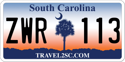 SC license plate ZWR113