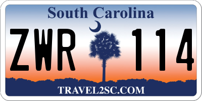 SC license plate ZWR114