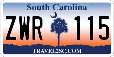 SC license plate ZWR115