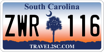 SC license plate ZWR116