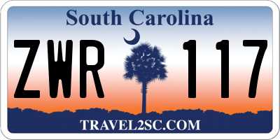 SC license plate ZWR117