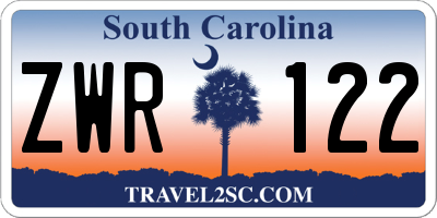 SC license plate ZWR122