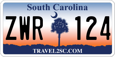 SC license plate ZWR124