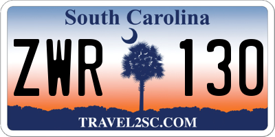 SC license plate ZWR130