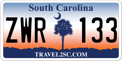 SC license plate ZWR133