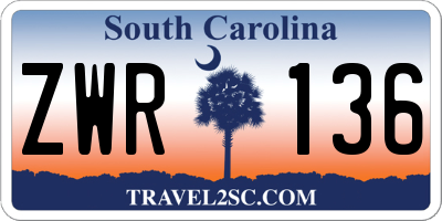 SC license plate ZWR136