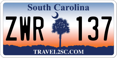 SC license plate ZWR137