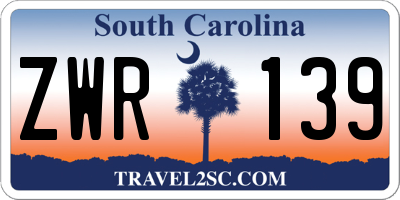 SC license plate ZWR139