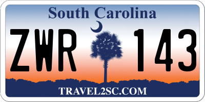 SC license plate ZWR143