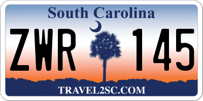 SC license plate ZWR145