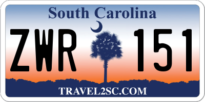 SC license plate ZWR151