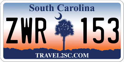 SC license plate ZWR153