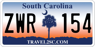 SC license plate ZWR154