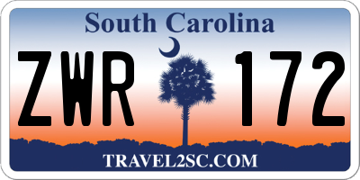 SC license plate ZWR172