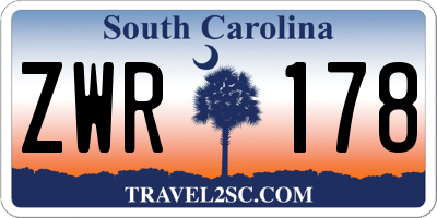 SC license plate ZWR178