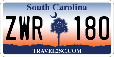 SC license plate ZWR180