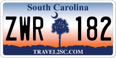 SC license plate ZWR182