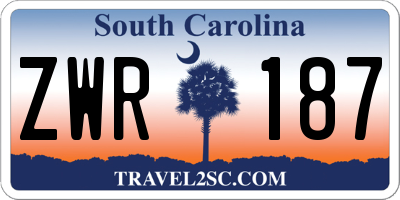 SC license plate ZWR187