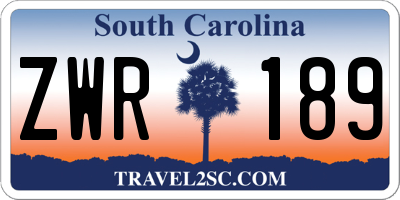 SC license plate ZWR189