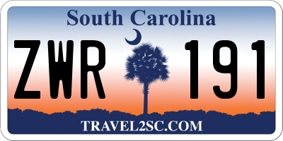 SC license plate ZWR191