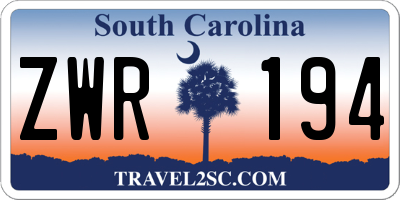 SC license plate ZWR194