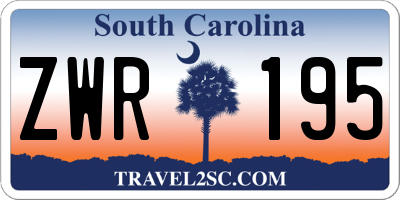 SC license plate ZWR195