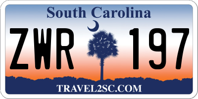 SC license plate ZWR197