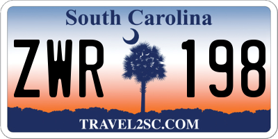SC license plate ZWR198