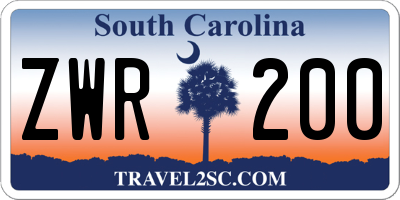 SC license plate ZWR200