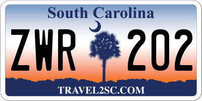 SC license plate ZWR202
